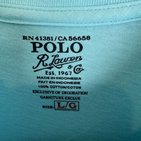 S Polo Ralph Lauren Shirt Mens L Blue Short Sleeve‎ Classic Fit Crewneck Tee - Picture 3 of 7
